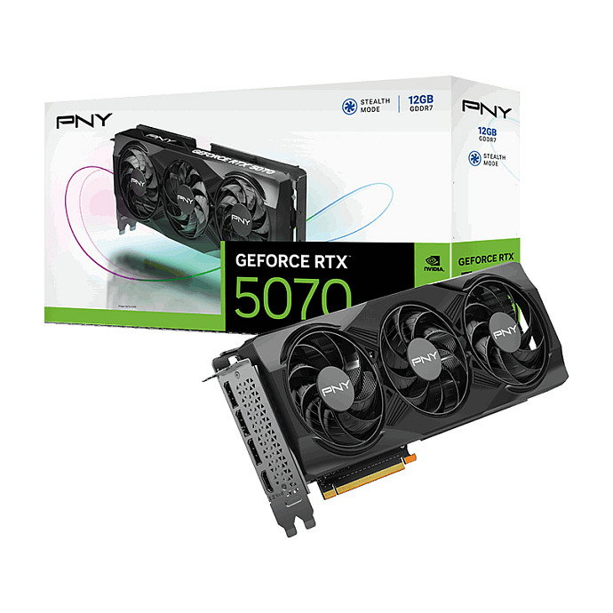 PNY Technologies GeForce RTX 5070 12GB GDDR7 6144 Núcleos Triple Ventilador PCIe 5.0 - Tarjeta Gráfica Gaming