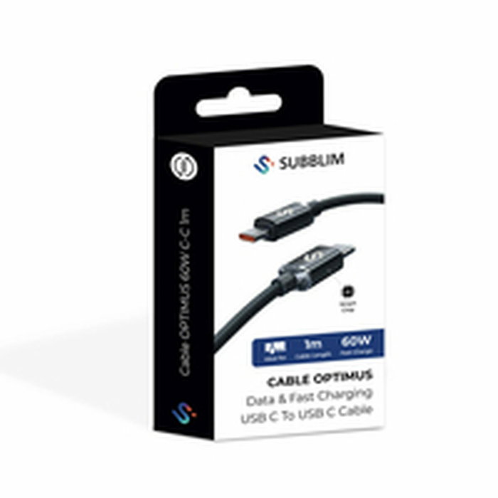 Subblim Cable Optimus USB-C a USB-C 60W 1m Negro