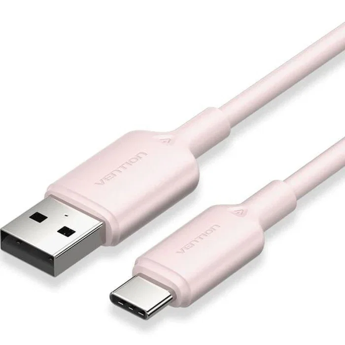 Vention Cable USB 2.0 CTQPH USB Tipo-C a USB-A, 60W 3A, Velocidad 480 Mbps, 2 Metros, Color Rosa