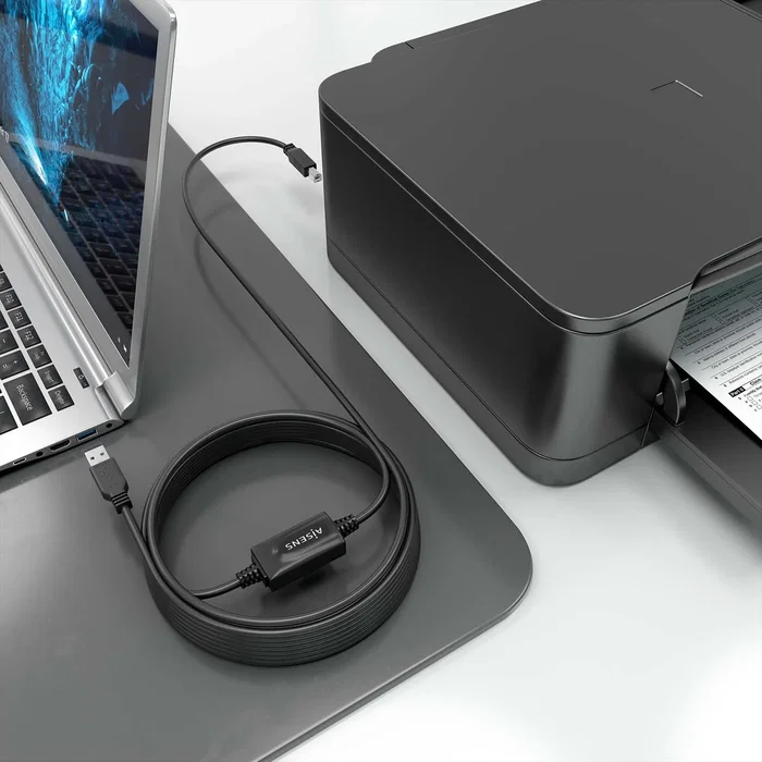 Aisens Cable USB 2.0 con Amplificador A/M-B/M Negro 10m