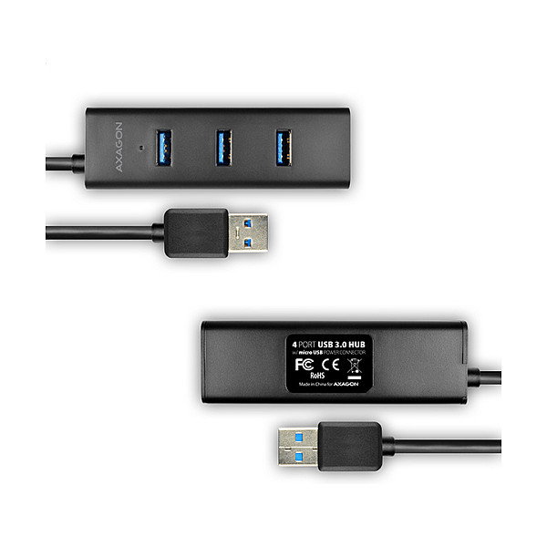 Axagon HUE-S2BP Hub USB-A con 4 puertos USB 3.0 y alimentación externa, 1,2 m