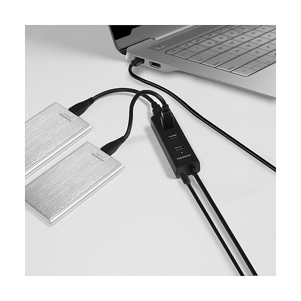 Axagon HUE-S2BP Hub USB-A con 4 puertos USB 3.0 y alimentación externa, 1,2 m