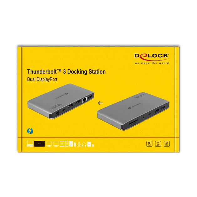 DeLOCK Estación de acoplamiento Thunderbolt 3 8K con Dual DisplayPort, USB, LAN y PD 3.0