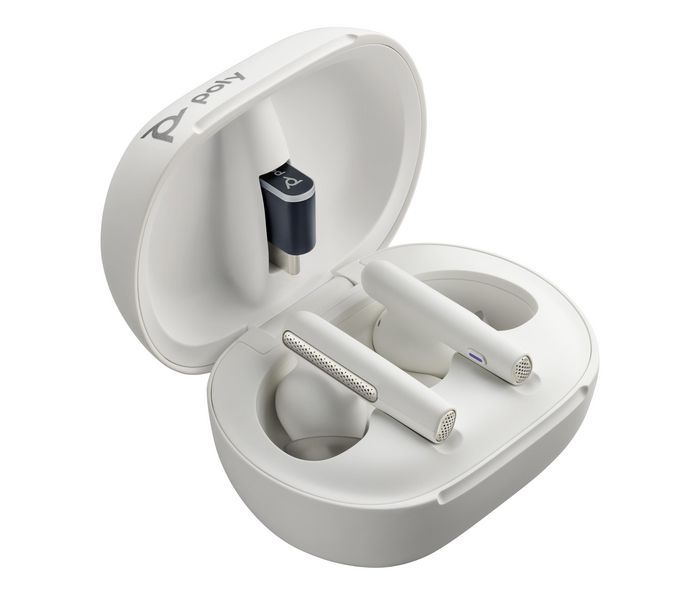 HP Poly Voyager Free 60+ UC Auriculares Inalámbricos White Sand +Adaptador BT700 USB-A +Estuche Carga Táctil