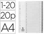Q-connect Separadores Plástico 1-20 Din A4 Multitaladro Juego 20 Unidades Gris PVC