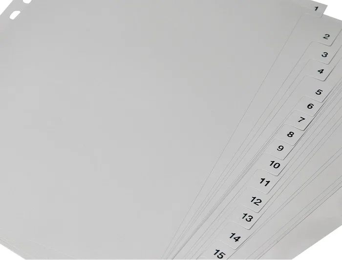 Q-connect Separadores Plástico 1-20 Din A4 Multitaladro Juego 20 Unidades Gris PVC