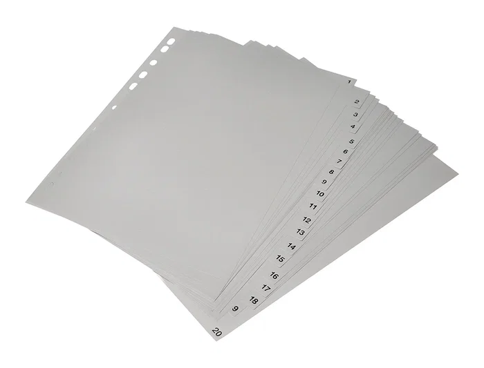 Q-connect Separadores Plástico 1-20 Din A4 Multitaladro Juego 20 Unidades Gris PVC