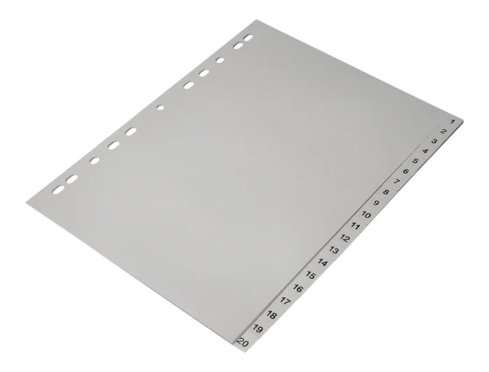 Q-connect Separadores Plástico 1-20 Din A4 Multitaladro Juego 20 Unidades Gris PVC