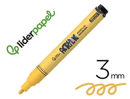 Liderpapel Rotulador Acrílico Base Agua para Todo Tipo de Superficie, Punta Redonda 3 mm, Amarillo Claro
