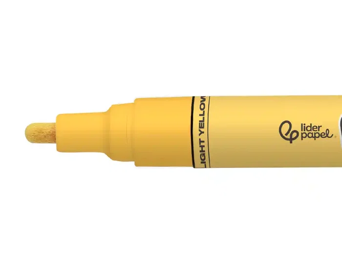 Liderpapel Rotulador Acrílico Base Agua para Todo Tipo de Superficie, Punta Redonda 3 mm, Amarillo Claro