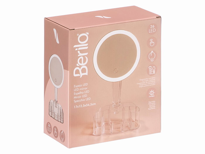 Berilo Espejo Led Organizador Cosmética 21x9x18 cm (Set de 6)