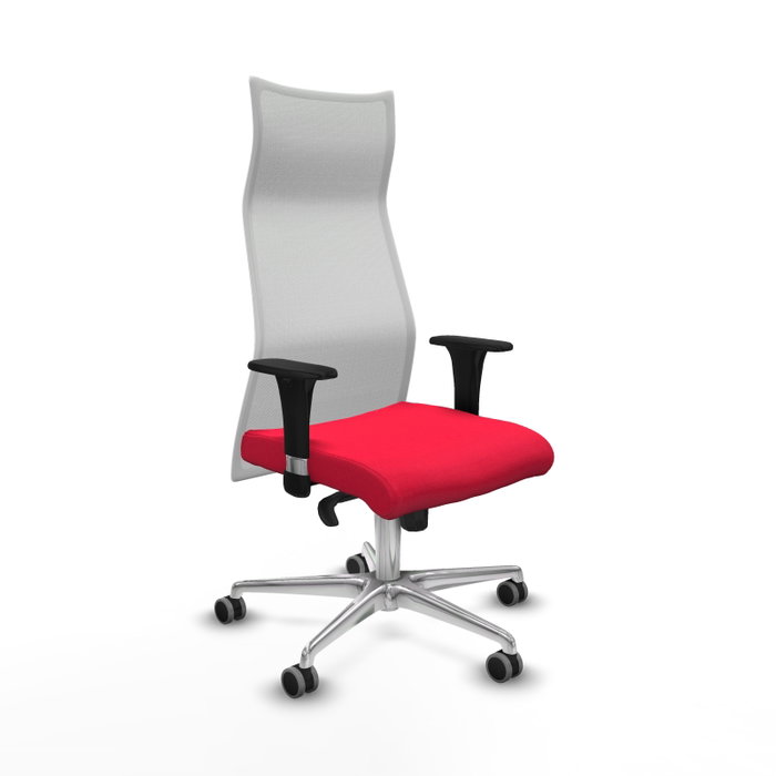 PIQUERAS Y CRESPO Sillón Albacete Mecanismo Sincro Tela Roja y Malla Blanca PIQUERAS Y CRESPO Sillón Albacete Mecanismo Sincro Tela Roja y Malla Blanca