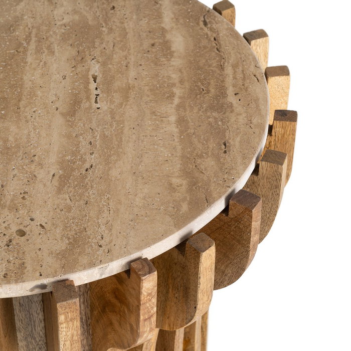 Mesa Auxiliar Madera-Mármol Salón 53 X 53 X 62 cm