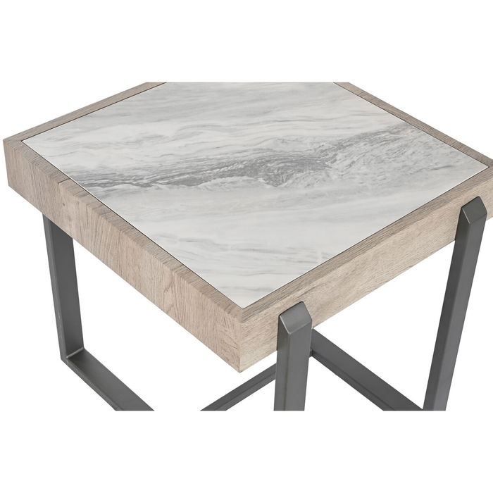 Mesa auxiliar Home ESPRIT Blanco Gris Natural Metal 50 x 50 x 50 cm Mesa auxiliar Home ESPRIT Blanco Gris Natural Metal 50 x 50 x 50 cm