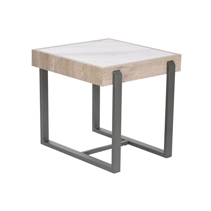 Mesa auxiliar Home ESPRIT Blanco Gris Natural Metal 50 x 50 x 50 cm Mesa auxiliar Home ESPRIT Blanco Gris Natural Metal 50 x 50 x 50 cm