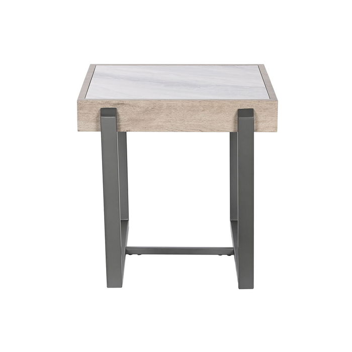 Mesa auxiliar Home ESPRIT Blanco Gris Natural Metal 50 x 50 x 50 cm Mesa auxiliar Home ESPRIT Blanco Gris Natural Metal 50 x 50 x 50 cm