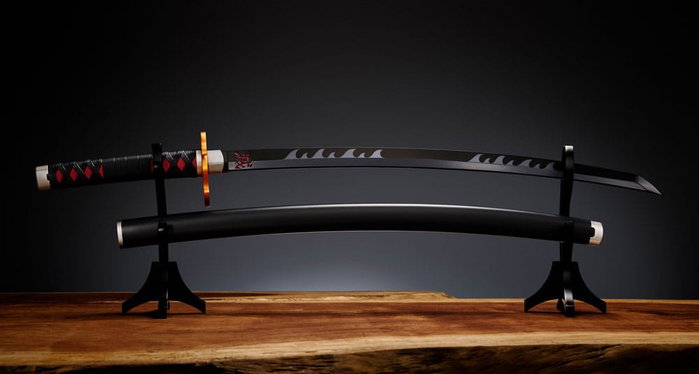 Bandai Tamashii Nations Réplica Proplica 1/1 Espada Nichirin Tanjiro Kamado Kyojuro Rengoku's Sword Guard Ver. 88 cm Bandai Tamashii Nations Réplica Proplica 1/1 Espada Nichirin Tanjiro Kamado Kyojuro Rengoku's Sword Guard Ver. 88 cm