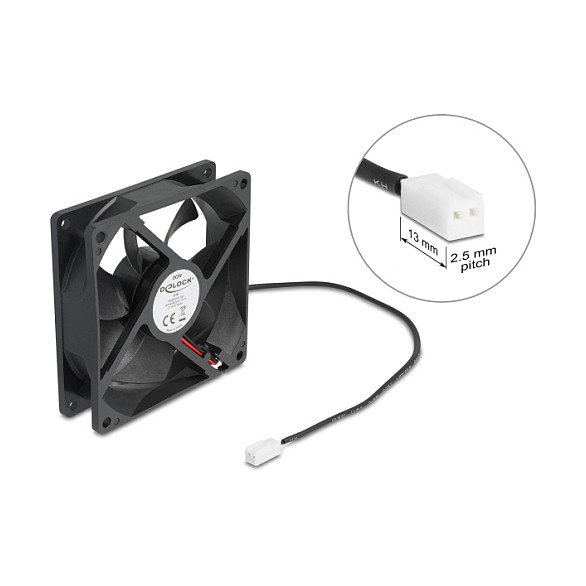 DeLOCK 67291 Ventilador Axial 92x92x25 mm 5V DC Negro, Flujo de Aire 1.02 m3/h, 2400 RPM, 31.4 dB para Carcasa de Ordenador