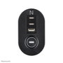 Neomounts DS22-840BL6 Regleta de Sobremesa con Abrazadera y Puertos USB-C y USB-A - Carga Rápida