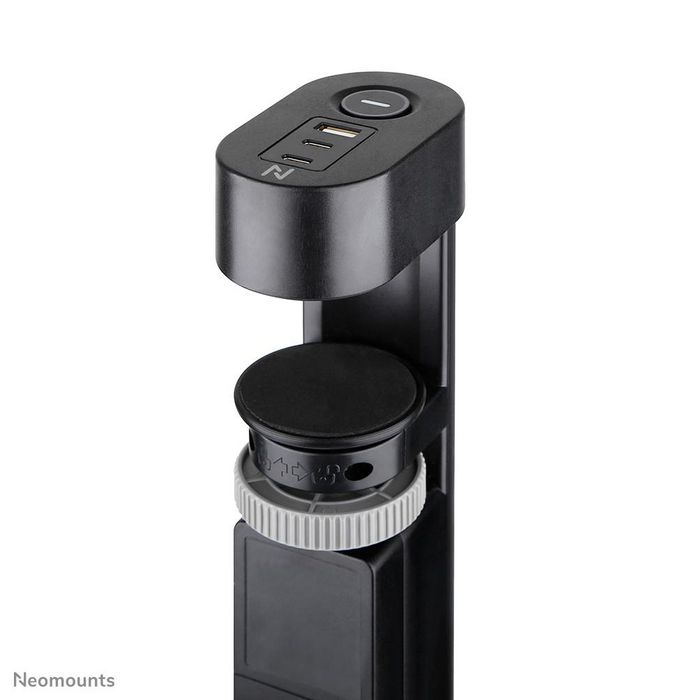 Neomounts DS22-840BL6 Regleta de Sobremesa con Abrazadera y Puertos USB-C y USB-A - Carga Rápida