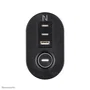 Neomounts DS22-840BL6 Regleta de Sobremesa con Abrazadera, 3 Tomas AC + 4 Puertos USB (2x USB-C y 2x USB-A) para Carga Rápida 20W, Cable 1.4m, Negro
