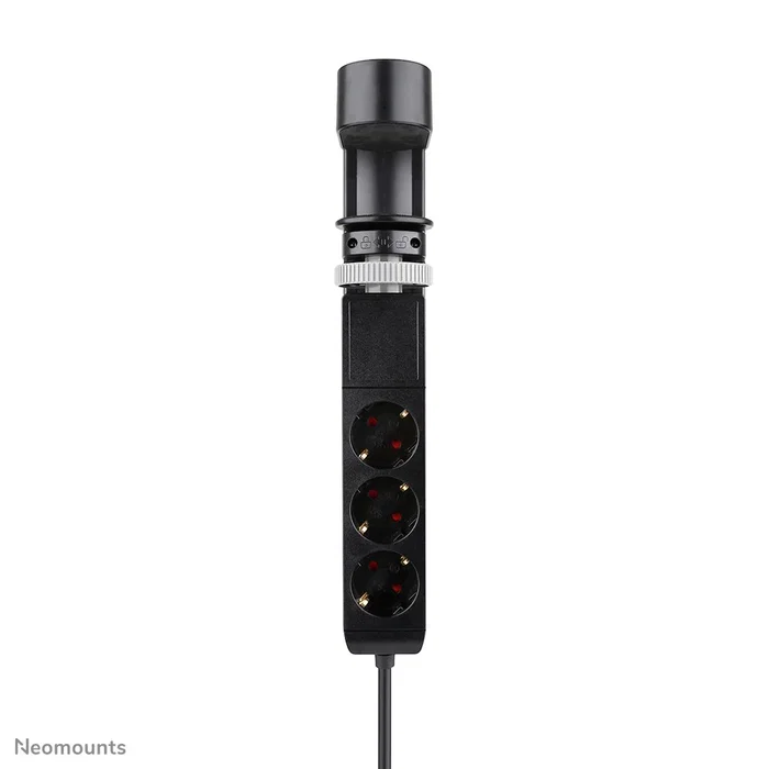 Neomounts DS22-840BL6 Regleta de Sobremesa con Abrazadera, 3 Tomas AC + 4 Puertos USB (2x USB-C y 2x USB-A) para Carga Rápida 20W, Cable 1.4m, Negro