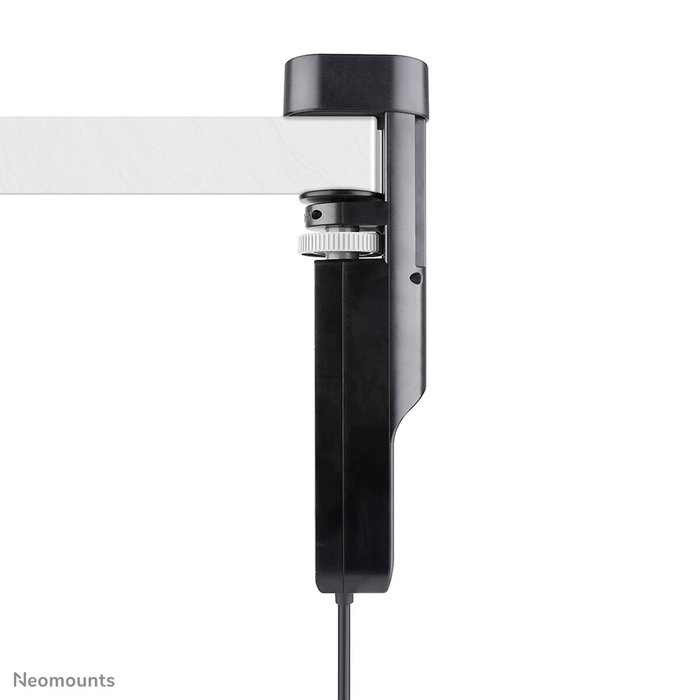 Neomounts DS22-840BL6 Regleta de Sobremesa con Abrazadera, 3x Schuko y USB-C/A de Carga Rápida - Negro