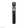 Neomounts DS22-840BL6 Regleta de Sobremesa con Abrazadera, 3x Schuko y USB-C/A de Carga Rápida - Negro