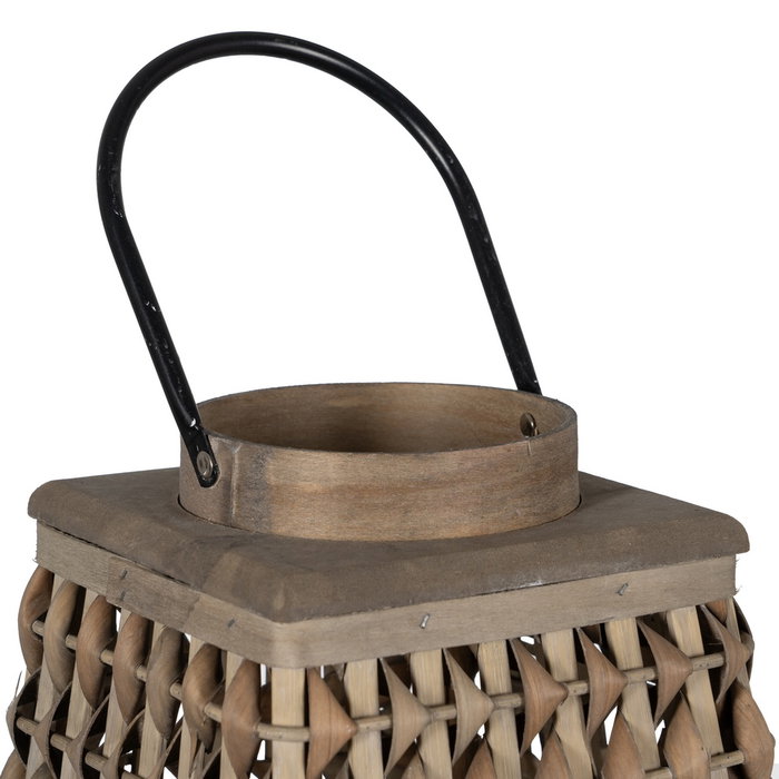 Farol Portavelas Gris Bambú Decoración 30 X 30 X 56 cm