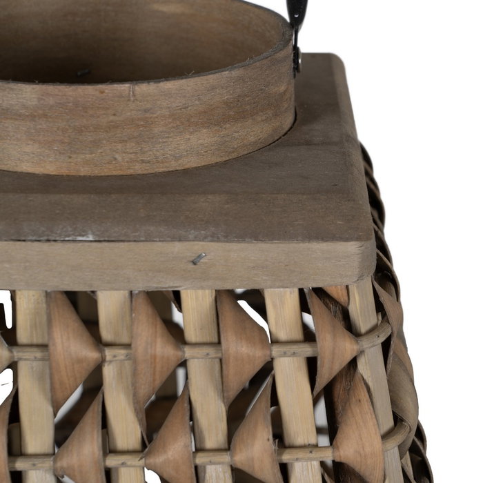 Farol Portavelas Gris Bambú Decoración 30 X 30 X 56 cm