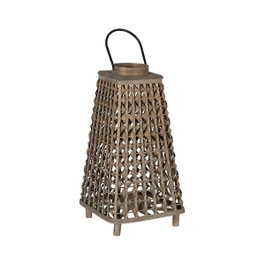 Ixia Farol Portavelas Gris de Bambú Decoración 30 x 30 x 56 cm