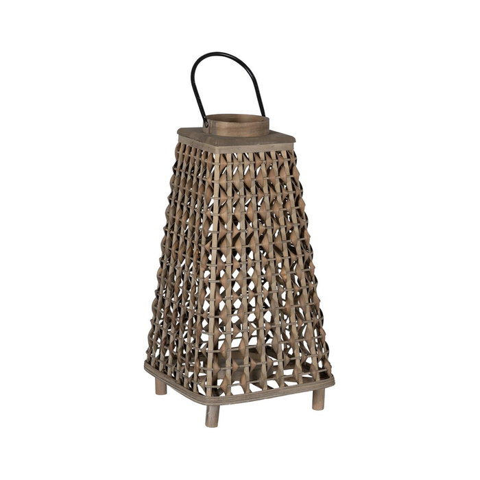 Ixia Farol Portavelas Gris de Bambú Decoración 30 x 30 x 56 cm Ixia Farol Portavelas Gris de Bambú Decoración 30 x 30 x 56 cm