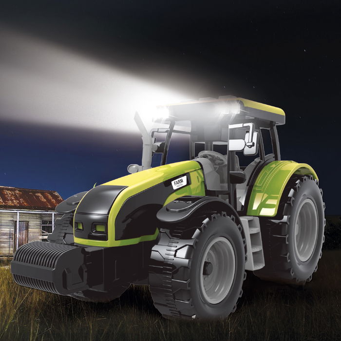 Tachan Tractor Verde con Remolque 1:32 T0105 Fricción, Luz y Sonido para Niños +3 Años