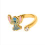 Disney Anillo Stitch Chapado en Oro Ajustable con Piedra Transparente