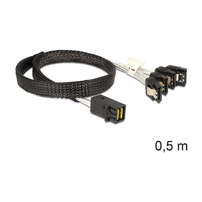 DeLOCK Cable Mini SAS HD SFF-8643 a 4 x SATA 7 Pin, 0,5 m