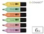 Q-connect Rotulador fluorescente pastel, punta biselada, estuche 6 unidades, colores surtidos, trazo 1-5 mm