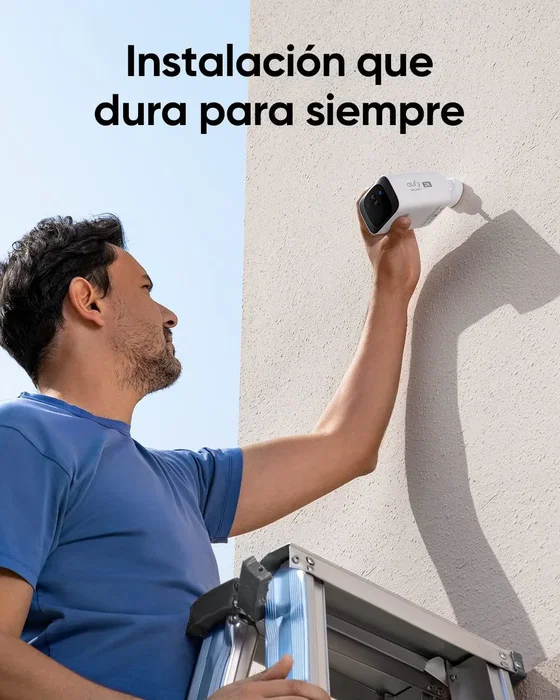 Eufy SoloCam S220 Cámara de Seguridad WiFi con Energía Solar para Exterior e Interior, 2K, Visión Nocturna, IP67, Sin Cuotas, Detección Humana con IA, Color Blanco