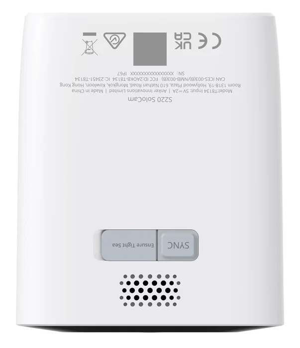 Eufy SoloCam S220 Cámara de Seguridad WiFi con Energía Solar para Exterior e Interior, 2K, Visión Nocturna, IP67, Sin Cuotas, Detección Humana con IA, Color Blanco