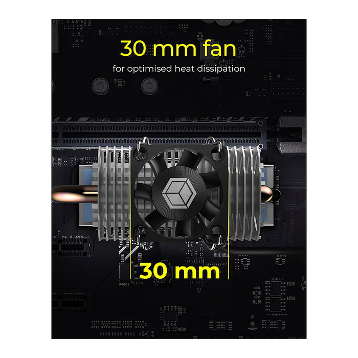 ICY BOX IB-M2HSF-705 Disipador Térmico Ventilador para SSD M.2 NVMe, Aluminio y Cobre, 8500 RPM, 4.87 m3/h Flujo de Aire, Plata