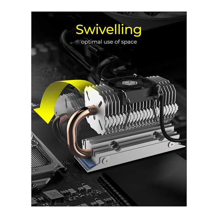 ICY BOX IB-M2HSF-705 Disipador Térmico Ventilador para SSD M.2 NVMe, Aluminio y Cobre, 8500 RPM, 4.87 m3/h Flujo de Aire, Plata