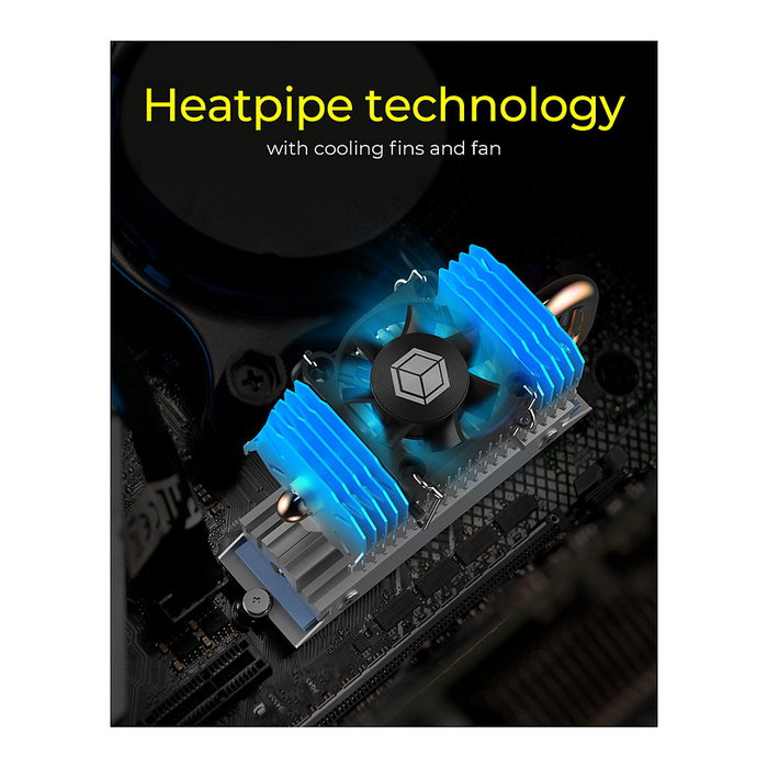 ICY BOX IB-M2HSF-705 Disipador Térmico Ventilador para SSD M.2 NVMe, Aluminio y Cobre, 8500 RPM, 4.87 m3/h Flujo de Aire, Plata