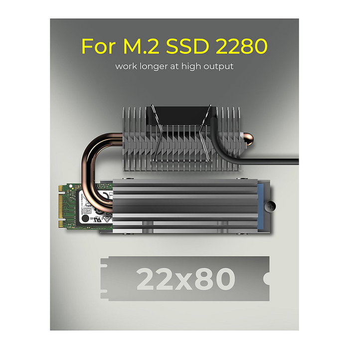 ICY BOX IB-M2HSF-705 Disipador Térmico Ventilador para SSD M.2 NVMe, Aluminio y Cobre, 8500 RPM, 4.87 m3/h Flujo de Aire, Plata