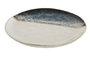 DKD Home Decor Plato de Gres Esmaltado Azul y Blanco Hecho a Mano