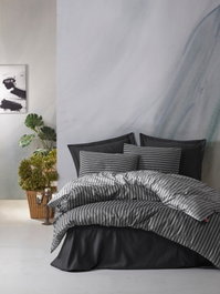 L'essentiel linge de maison Juego de Funda de Edredón Doble Bambú y Algodón Satinado Antracita 200x220 cm