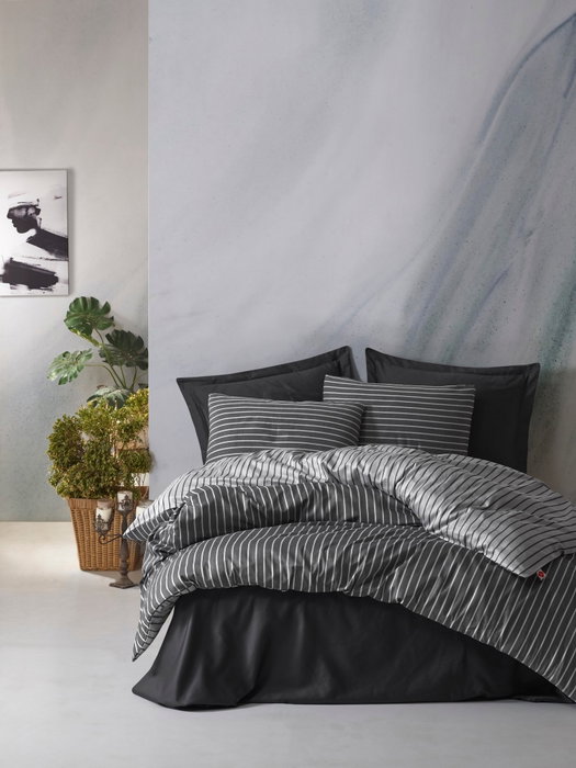 L'essentiel linge de maison Juego de Funda de Edredón Doble Bambú y Algodón Satinado Antracita 200x220 cm L'essentiel linge de maison Juego de Funda de Edredón Doble Bambú y Algodón Satinado Antracita 200x220 cm