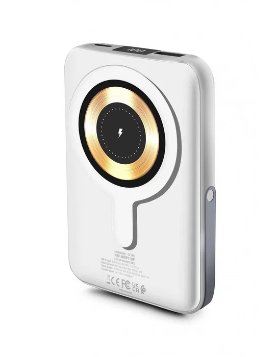 Urban Factory Magnee Power 10000 mAh Cargador Inalámbrico Magnético Compatible MagSafe Blanco Carga Rápida USB-C PD 22.5W