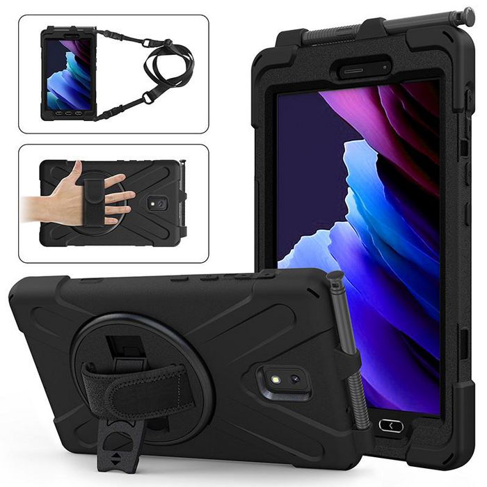 eSTUFF Funda AUSTIN Defender para Galaxy Tab Active3 Negra a prueba de golpes con correa de hombro