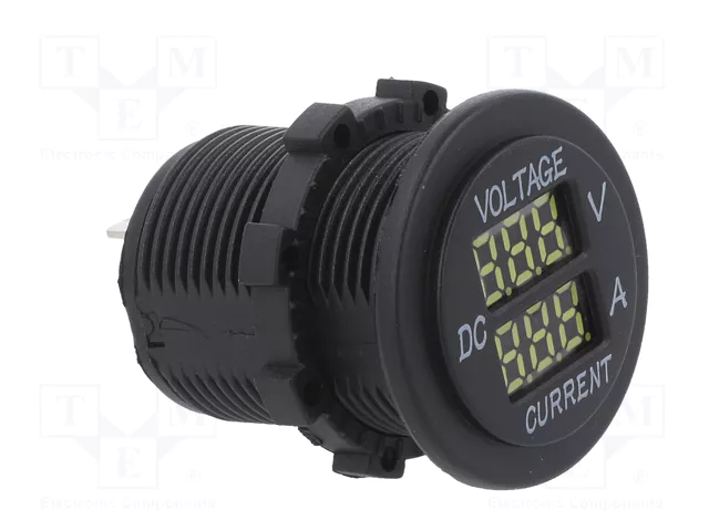 4CARMEDIA Voltímetro y Amperímetro con Pantalla LED Negro