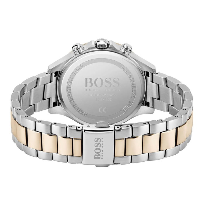 Boss Reloj para mujer con correa dorada y esfera beige