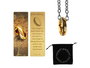 Cinereplicas Pack Regalo El Señor de los Anillos Oficial: Anillo Único con Cadena de Acero Inoxidable y Marcador Metálico Dorado